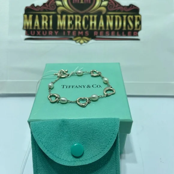 Tiffany and Co. Silver 925 bracelet with pearls and hearts size 17 cm or 6.5 in. - Picture 6 of 8